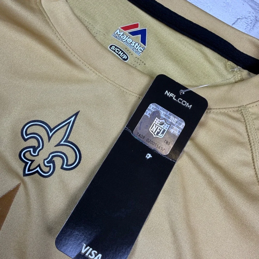 Majestic New Orleans Saints Shirt Mens Small Gold Long Sleeve Cool Base NWT - Picture 7 of 12